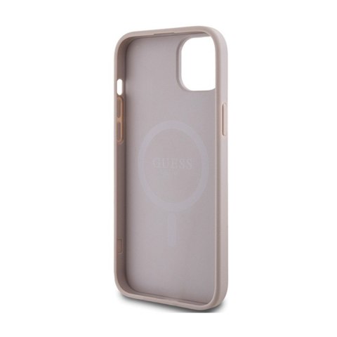 Guess 4G Collection Leather Metal Logo MagSafe - Etui iPhone 15 Plus / 14 Plus (różowy) Guess Guess 4G Collection Leather Metal Logo MagSafe - Etui iPhone 15 Plus / 14 Plus (różowy) Guess