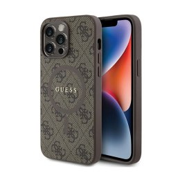 Guess 4G Collection Leather Metal Logo MagSafe - Etui iPhone 15 Pro Max (brązowy) Guess