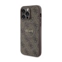 Guess 4G Collection Leather Metal Logo MagSafe - Etui iPhone 15 Pro Max (brązowy) Guess