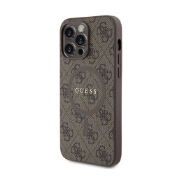 Guess 4G Collection Leather Metal Logo MagSafe - Etui iPhone 15 Pro Max (brązowy) Guess