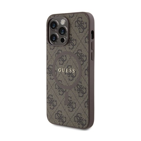 Guess 4G Collection Leather Metal Logo MagSafe - Etui iPhone 15 Pro Max (brązowy) Guess Guess 4G Collection Leather Metal Logo MagSafe - Etui iPhone 15 Pro Max (brązowy) Guess