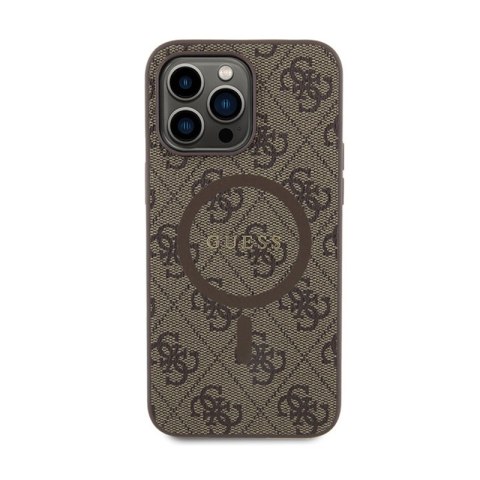 Guess 4G Collection Leather Metal Logo MagSafe - Etui iPhone 15 Pro Max (brązowy) Guess Guess 4G Collection Leather Metal Logo MagSafe - Etui iPhone 15 Pro Max (brązowy) Guess
