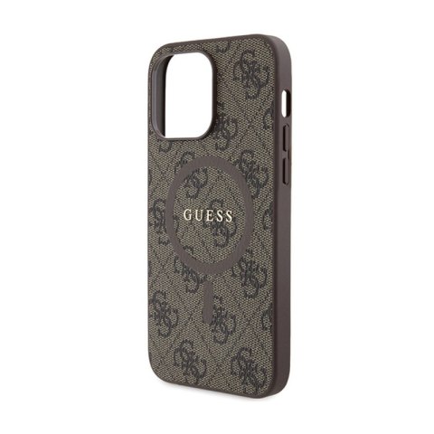 Guess 4G Collection Leather Metal Logo MagSafe - Etui iPhone 15 Pro Max (brązowy) Guess Guess 4G Collection Leather Metal Logo MagSafe - Etui iPhone 15 Pro Max (brązowy) Guess