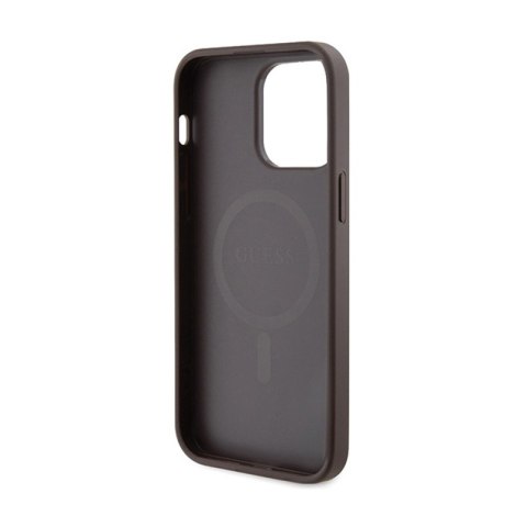 Guess 4G Collection Leather Metal Logo MagSafe - Etui iPhone 15 Pro Max (brązowy) Guess Guess 4G Collection Leather Metal Logo MagSafe - Etui iPhone 15 Pro Max (brązowy) Guess