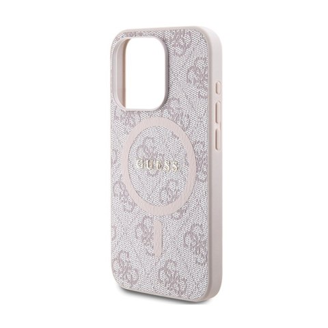 Guess 4G Collection Leather Metal Logo MagSafe - Etui iPhone 15 Pro (różowy) Guess Guess 4G Collection Leather Metal Logo MagSafe - Etui iPhone 15 Pro (różowy) Guess