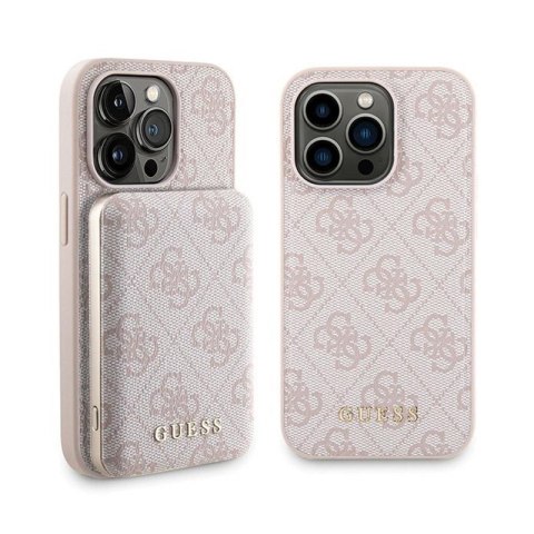 Guess Bundle Pack MagSafe 4G Metal Gold Logo - Zestaw etui + Power Bank 5000mAh MagSafe iPhone 15 Pro (różowy) Guess Guess Bundle Pack MagSafe 4G Metal Gold Logo - Zestaw etui + Power Bank 5000mAh MagSafe iPhone 15 Pro (różowy) Guess