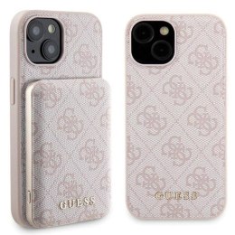 Guess Bundle Pack MagSafe 4G Metal Gold Logo - Zestaw etui + Power Bank 5000mAh MagSafe iPhone 15 (różowy) Guess