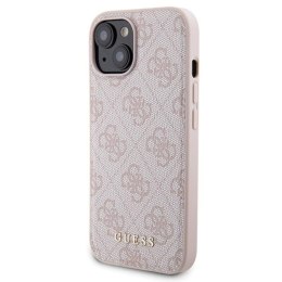 Guess Bundle Pack MagSafe 4G Metal Gold Logo - Zestaw etui + Power Bank 5000mAh MagSafe iPhone 15 (różowy) Guess