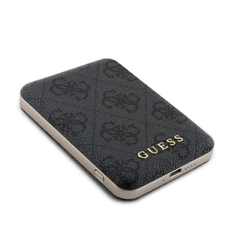 Guess 4G Leather Metal Logo MagSafe - Power Bank indukcyjny 5000 mAh 15W MagSafe (czarny) Guess Guess 4G Leather Metal Logo MagSafe - Power Bank indukcyjny 5000 mAh 15W MagSafe (czarny) Guess