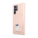 Karl Lagerfeld Silicone Choupette Metal Pin - Etui Samsung Galaxy S24 Ultra (różowy) Karl Lagerfeld