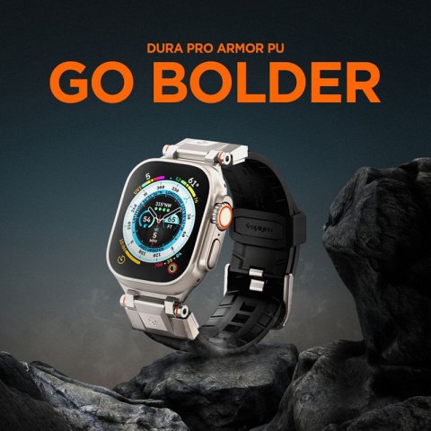 Spigen DuraPro Armor PU - Pasek do Apple Watch 42/44/45/49 mm (czarny) Spigen Spigen DuraPro Armor PU - Pasek do Apple Watch 42/44/45/49 mm (czarny) Spigen