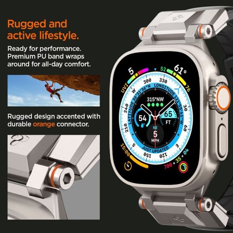 Spigen DuraPro Armor PU - Pasek do Apple Watch 42/44/45/49 mm (czarny) Spigen Spigen DuraPro Armor PU - Pasek do Apple Watch 42/44/45/49 mm (czarny) Spigen