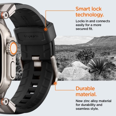 Spigen DuraPro Armor PU - Pasek do Apple Watch 42/44/45/49 mm (czarny) Spigen Spigen DuraPro Armor PU - Pasek do Apple Watch 42/44/45/49 mm (czarny) Spigen