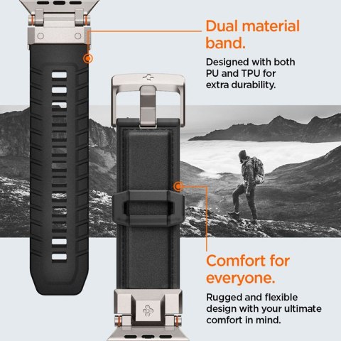Spigen DuraPro Armor PU - Pasek do Apple Watch 42/44/45/49 mm (czarny) Spigen Spigen DuraPro Armor PU - Pasek do Apple Watch 42/44/45/49 mm (czarny) Spigen