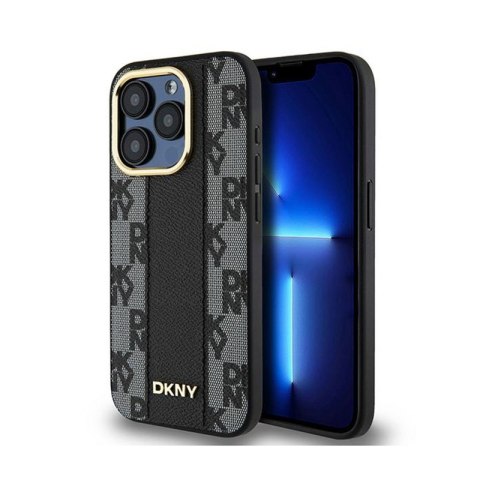DKNY Leather Checkered Mono Pattern MagSafe - Etui iPhone 15 Pro Max (czarny) DKNY DKNY Leather Checkered Mono Pattern MagSafe - Etui iPhone 15 Pro Max (czarny) DKNY