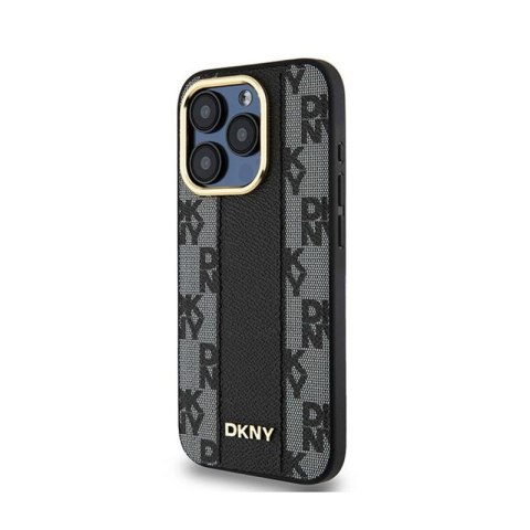 DKNY Leather Checkered Mono Pattern MagSafe - Etui iPhone 15 Pro Max (czarny) DKNY DKNY Leather Checkered Mono Pattern MagSafe - Etui iPhone 15 Pro Max (czarny) DKNY