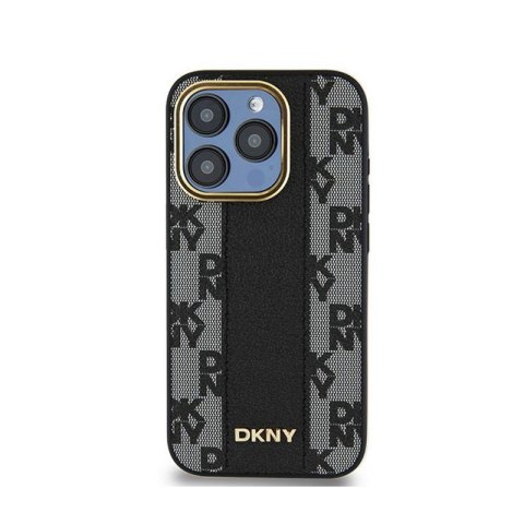 DKNY Leather Checkered Mono Pattern MagSafe - Etui iPhone 15 Pro Max (czarny) DKNY DKNY Leather Checkered Mono Pattern MagSafe - Etui iPhone 15 Pro Max (czarny) DKNY