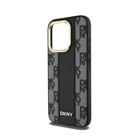 DKNY Leather Checkered Mono Pattern MagSafe - Etui iPhone 15 Pro Max (czarny) DKNY DKNY Leather Checkered Mono Pattern MagSafe - Etui iPhone 15 Pro Max (czarny) DKNY