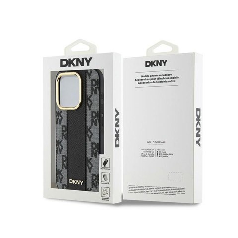 DKNY Leather Checkered Mono Pattern MagSafe - Etui iPhone 15 Pro Max (czarny) DKNY DKNY Leather Checkered Mono Pattern MagSafe - Etui iPhone 15 Pro Max (czarny) DKNY