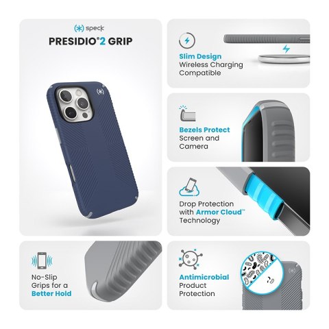 Speck Presidio2 Grip - Etui iPhone 16 Pro (Coastal Blue / Dust Grey / White) Speck Speck Presidio2 Grip - Etui iPhone 16 Pro (Coastal Blue / Dust Grey / White) Speck