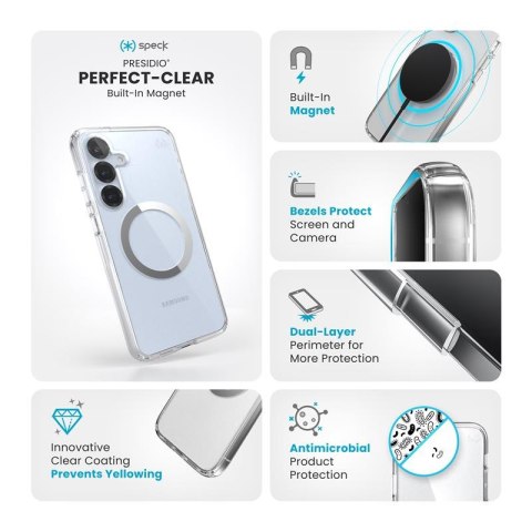 Speck Presidio Perfect-Clear Magnet - Etui Samsung Galaxy S25+ / S24+ MagSafe (Clear / Chrome Finish / Serene Silver) Speck Speck Presidio Perfect-Clear Magnet - Etui Samsung Galaxy S25+ / S24+ MagSafe (Clear / Chrome Finish / Serene Silver) Speck
