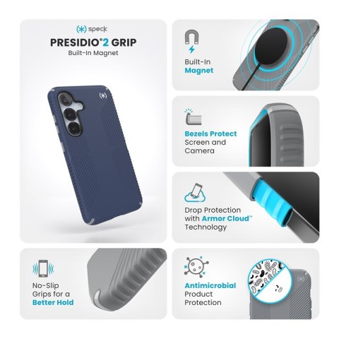 Speck Presidio2 Grip Magnet - Etui Samsung Galaxy S25 / 24 MagSafe (Coastal Blue/Dust Grey/White) Speck Speck Presidio2 Grip Magnet - Etui Samsung Galaxy S25 / 24 MagSafe (Coastal Blue/Dust Grey/White) Speck