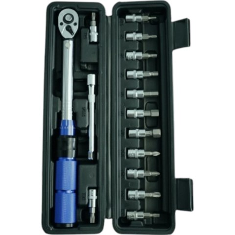 Klucz dynamometryczny rowerowy 2-24 Nm 1/4" zestaw nasadek 15 elementów E-hurtownia Klucz dynamometryczny rowerowy 2-24 Nm 1/4" zestaw nasadek 15 elementów E-hurtownia
