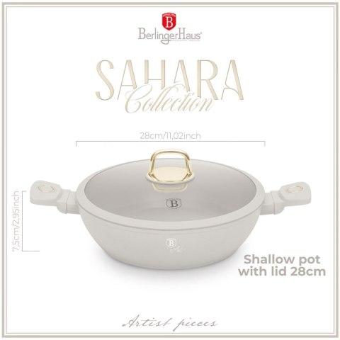 PŁASKI GARNEK TYTANOWY Z POKRYWĄ 28cm BERLINGER HAUS BH-8068 SAHARA BERLINGER HAUS PŁASKI GARNEK TYTANOWY Z POKRYWĄ 28cm BERLINGER HAUS BH-8068 SAHARA BERLINGER HAUS