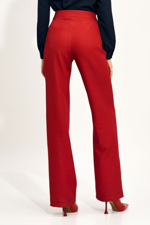 Czerwone spodnie wide leg z wysokim stanem SD71 Red - Nife Czerwone spodnie wide leg z wysokim stanem SD71 Red - Nife