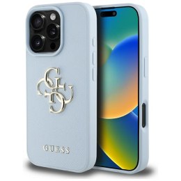 Guess Grained Big 4G Logo Small Classic Logo - Etui do iPhone 16 Pro Max (niebieski) Guess