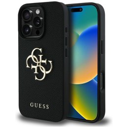 Guess Grained Big 4G Logo Small Classic Logo - Etui do iPhone 16 Pro (czarny) Guess