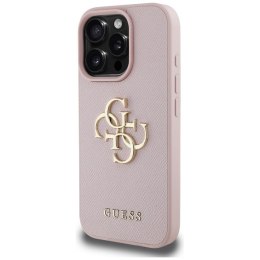 Guess Grained Big 4G Logo Small Classic Logo - Etui do iPhone 16 Pro (różowy) Guess