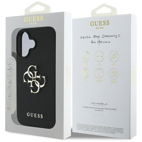 Guess Grained Big 4G Logo Small Classic Logo - Etui do iPhone 16 (czarny) Guess Guess Grained Big 4G Logo Small Classic Logo - Etui do iPhone 16 (czarny) Guess