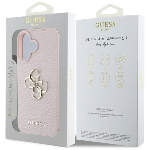 Guess Grained Big 4G Logo Small Classic Logo - Etui do iPhone 16 (różowy) Guess Guess Grained Big 4G Logo Small Classic Logo - Etui do iPhone 16 (różowy) Guess