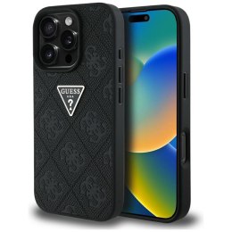 Guess Hot Stamp 4G Pattern Triangle Metal Logo - Etui do iPhone 16 Pro Max (czarny) Guess