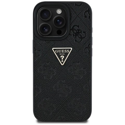 Guess Hot Stamp 4G Pattern Triangle Metal Logo - Etui do iPhone 16 Pro (czarny) Guess Guess Hot Stamp 4G Pattern Triangle Metal Logo - Etui do iPhone 16 Pro (czarny) Guess