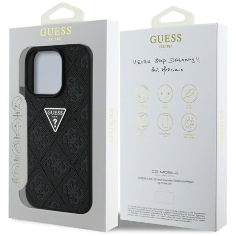Guess Hot Stamp 4G Pattern Triangle Metal Logo - Etui do iPhone 16 Pro (czarny) Guess Guess Hot Stamp 4G Pattern Triangle Metal Logo - Etui do iPhone 16 Pro (czarny) Guess