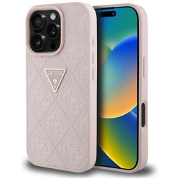 Guess Hot Stamp 4G Pattern Triangle Metal Logo - Etui do iPhone 16 Pro (różowy) Guess
