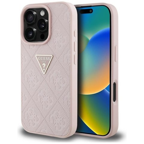 Guess Hot Stamp 4G Pattern Triangle Metal Logo - Etui do iPhone 16 Pro (różowy) Guess Guess Hot Stamp 4G Pattern Triangle Metal Logo - Etui do iPhone 16 Pro (różowy) Guess