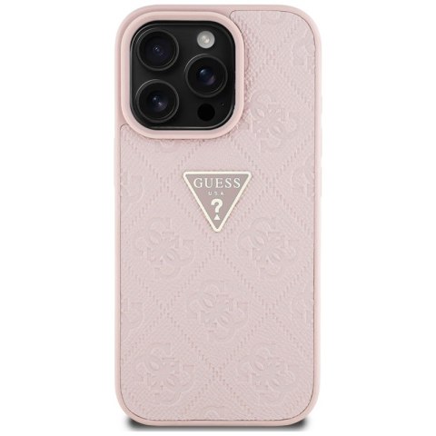 Guess Hot Stamp 4G Pattern Triangle Metal Logo - Etui do iPhone 16 Pro (różowy) Guess Guess Hot Stamp 4G Pattern Triangle Metal Logo - Etui do iPhone 16 Pro (różowy) Guess