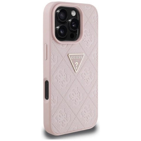 Guess Hot Stamp 4G Pattern Triangle Metal Logo - Etui do iPhone 16 Pro (różowy) Guess Guess Hot Stamp 4G Pattern Triangle Metal Logo - Etui do iPhone 16 Pro (różowy) Guess