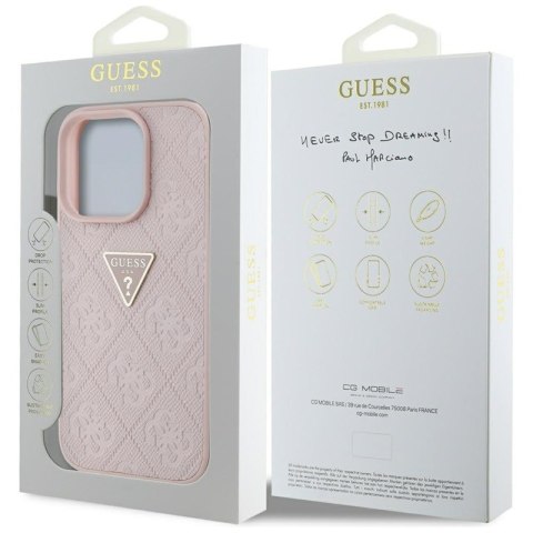 Guess Hot Stamp 4G Pattern Triangle Metal Logo - Etui do iPhone 16 Pro (różowy) Guess Guess Hot Stamp 4G Pattern Triangle Metal Logo - Etui do iPhone 16 Pro (różowy) Guess