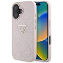 Guess Hot Stamp 4G Pattern Triangle Metal Logo - Etui do iPhone 16 (różowy) Guess