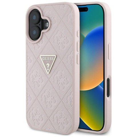 Guess Hot Stamp 4G Pattern Triangle Metal Logo - Etui do iPhone 16 (różowy) Guess Guess Hot Stamp 4G Pattern Triangle Metal Logo - Etui do iPhone 16 (różowy) Guess