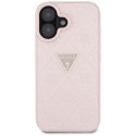 Guess Hot Stamp 4G Pattern Triangle Metal Logo - Etui do iPhone 16 (różowy) Guess