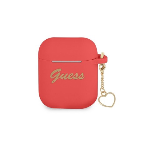 Guess etui do Airpods 1 / 2 GUA2LSCHSR czerwona Silicone Heart Charm Guess etui do Airpods 1 / 2 GUA2LSCHSR czerwona Silicone Heart Charm