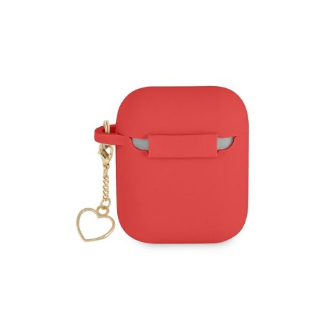 Guess etui do Airpods 1 / 2 GUA2LSCHSR czerwona Silicone Heart Charm Guess etui do Airpods 1 / 2 GUA2LSCHSR czerwona Silicone Heart Charm
