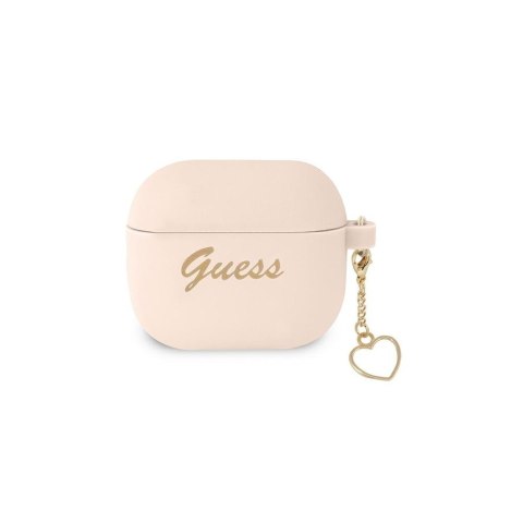 Guess etui do Airpods 3 GUA3LSCHSP różowe Silicone Heart Charm Guess etui do Airpods 3 GUA3LSCHSP różowe Silicone Heart Charm