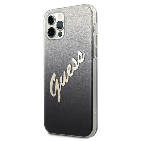 Guess nakładka do iPhone 12 / 12 Pro 6,1" GUHCP12MPCUGLSBK czarna hard case Glitter Gradient Script Guess nakładka do iPhone 12 / 12 Pro 6,1" GUHCP12MPCUGLSBK czarna hard case Glitter Gradient Script