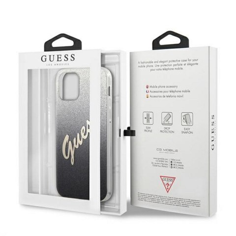 Guess nakładka do iPhone 12 / 12 Pro 6,1" GUHCP12MPCUGLSBK czarna hard case Glitter Gradient Script Guess nakładka do iPhone 12 / 12 Pro 6,1" GUHCP12MPCUGLSBK czarna hard case Glitter Gradient Script